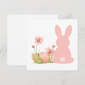 Cute Pink Easter Bunny with Spring Flowers  Kaart (Voorkant / Achterkant)
