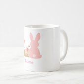 Cute Pink Easter Bunny with Spring Flowers Koffiemok (Voorkant rechts)