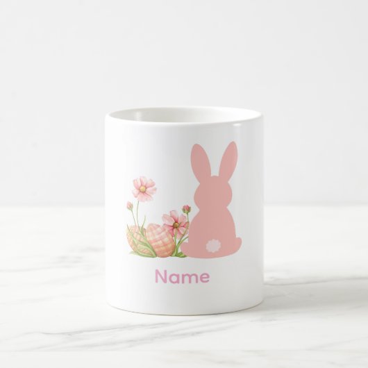 Cute Pink Easter Bunny with Spring Flowers Koffiemok (Center)