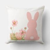 Cute Pink Easter Bunny with Spring Flowers  Kussen (Voorkant)