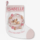 Cute Pink Eerste Kerstmeisje Kerstmis Voorroken Kleine Kerstsok (Voorkant)