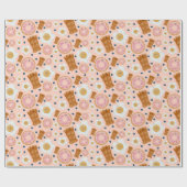 Cute Pink Eggs Bacon Donuts Seamless Cadeaupapier (Vlak)