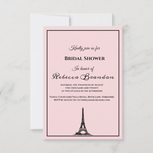 Cute Pink Eiffel Tower Paris Vrijgezellenfeest Kaart (Voorkant)