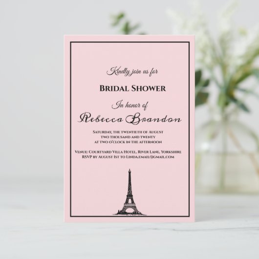 Cute Pink Eiffel Tower Paris Vrijgezellenfeest Kaart (Staand voorkant)