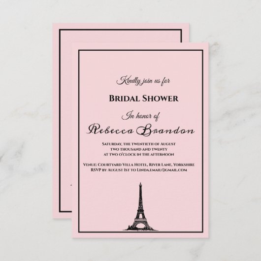 Cute Pink Eiffel Tower Paris Vrijgezellenfeest Kaart (Voorkant / Achterkant)