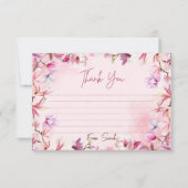 Cute Pink Elegant Floral Watercolor Bedankkaart (Voorkant)