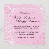 Cute  Pink Elegant Wedding Invitation Kaart (Voorkant / Achterkant)