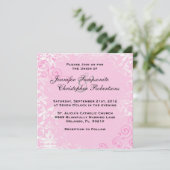 Cute  Pink Elegant Wedding Invitation Kaart (Staand voorkant)