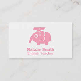Cute Pink Elephant Afstuderen Pet Teacher Business Contactkaartje