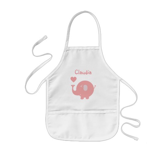 Cute Pink Elephant and Heart Kinder Schort (Voorkant)