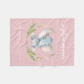 Cute Pink Elephant Baby Girl Birth Stats Fleece Deken (Voorkant (Horizontaal))