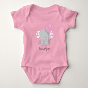 Cute Pink Elephant Baby Girl Monogram Tutu Romper