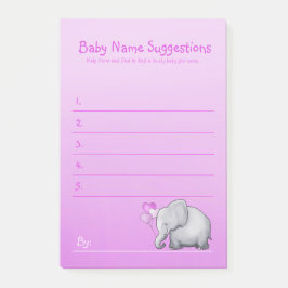 Cute Pink Elephant Baby Girl Shower Post-it® Notes