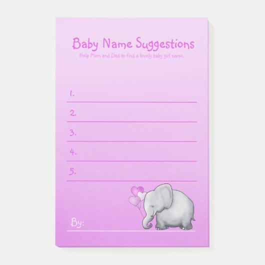 Cute Pink Elephant Baby Girl Shower Post-it® Notes (Voorkant)
