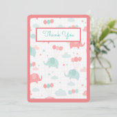 Cute Pink Elephant Baby shower Bedankkaart (Staand voorkant)