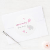 Cute Pink Elephant Baby shower Girl Sticker (Envelop)