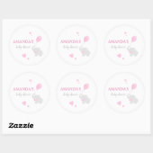 Cute Pink Elephant Baby shower Girl Sticker (Vel)