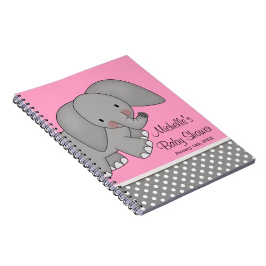 Cute Pink Elephant Baby shower Guest Book Notitieboek (Rechterzijde)