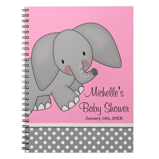 Cute Pink Elephant Baby shower Guest Book Notitieboek (Voorkant)
