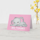 Cute Pink Elephant Big Bedankt Dank je wel Kaart (Gele Bloem)