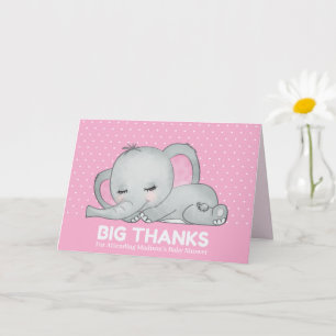 Cute Pink Elephant Big Bedankt Dank je wel Kaart