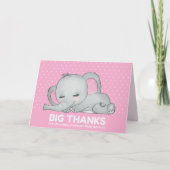 Cute Pink Elephant Big Bedankt Dank je wel Kaart (Voorkant)