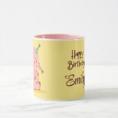 Cute Pink Elephant Birthday Mug – Custom Name Gift Mok (Midden)