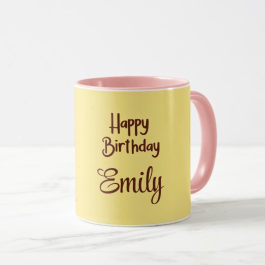 Cute Pink Elephant Birthday Mug – Custom Name Gift Mok (Voorkant rechts)
