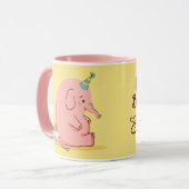 Cute Pink Elephant Birthday Mug – Custom Name Gift Mok (Voorkant links)