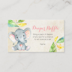 Cute Pink Elephant - Dappere Raffle Card Informatiekaartje