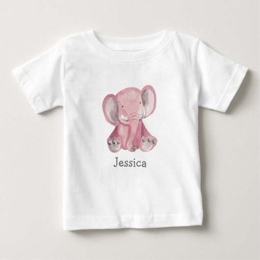 Cute Pink Elephant Design Baby Shirt (Voorkant)
