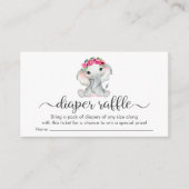 Cute Pink Elephant Diaper Raffle Baby Girl Shower Informatiekaartje (Voorkant)