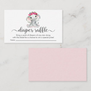 Cute Pink Elephant Diaper Raffle Baby Girl Shower Informatiekaartje