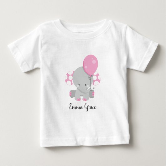 Cute Pink Elephant Girl Baby Monogram (Voorkant)