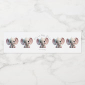 Cute Pink Elephant Girl Baby shower Waterfles Etiket (Enkel label)