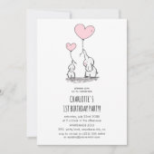 Cute Pink Elephant Girls minimum Birthday Party Kaart (Voorkant)