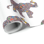 Cute Pink Elephant in een Psychedelic Cheetah Patt Cadeaupapier (Rol Hoek)