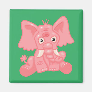 Cute Pink Elephant Magneet