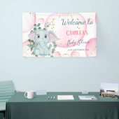 Cute Pink Elephant met Eucalyptus Welcome Spandoek (Beurs)