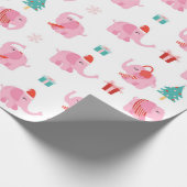 Cute Pink Elephant Moderne Kerstmis Feestdagen Cadeaupapier (Hoek)