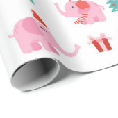 Cute Pink Elephant Moderne Kerstmis Feestdagen Cadeaupapier (Rol Hoek)