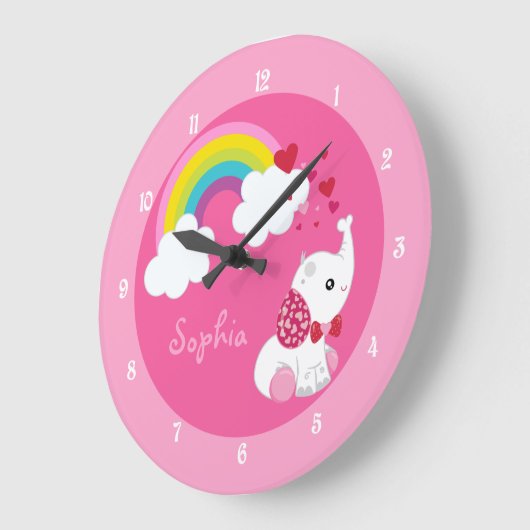 Cute Pink Elephant Nursery Grote Klok (Hoek)