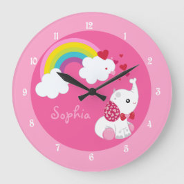 Cute Pink Elephant Nursery Grote Klok