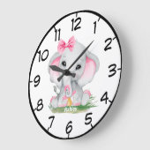 Cute Pink Elephant Pacie Girls Grote Klok (Hoek)