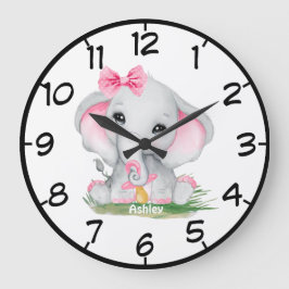 Cute Pink Elephant Pacie Girls Grote Klok