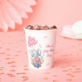 Cute Pink Elephant Papieren Bekers