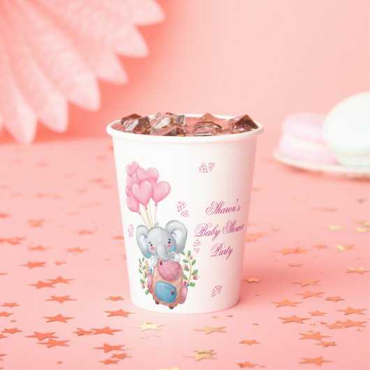 Cute Pink Elephant Papieren Bekers (Insitu)