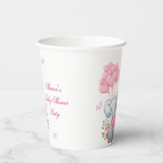 Cute Pink Elephant Papieren Bekers (Links)