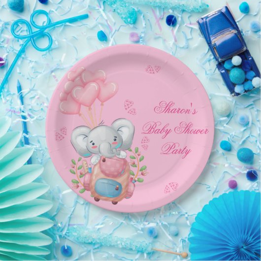 Cute Pink Elephant Papieren Bordje (Feest)