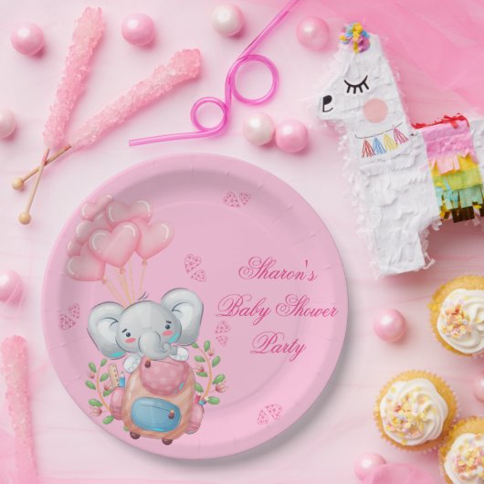 Cute Pink Elephant Papieren Bordje (Feest)